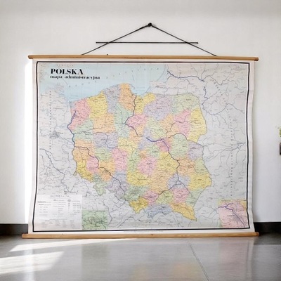 Duża Mapa Szkolna Polska Mapa Administracyjna 1979 PPWK – PRL