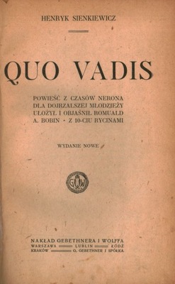 QUO VADIS 1919 R. - HENRYK SIENKIEWICZ