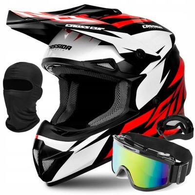 CASSIDA CROSS CASCO PARA MOTOCICLETA CUP/TWO RED + GAFAS KOMINIARKA XS 53-54CM  