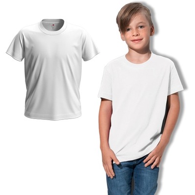 Koszulka bawełniana dziecięca strój na WF dziewczynka chłopiec biała 152