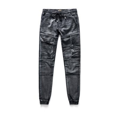 Męskie spodnie jeansowe bojówki joggery jeansy XL
