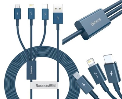 Baseus 3w1 kabel USB - Lightning USB-C microUSB