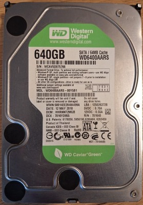 Dysk twardy WD WD6400AARS 640GB SATA II 3,5"