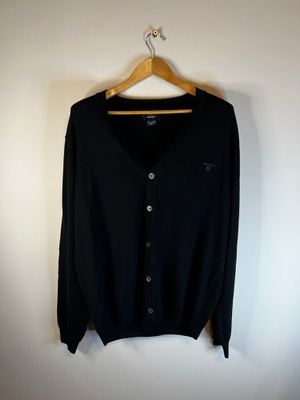 Sweter kardigan Gant czarny z logiem XL