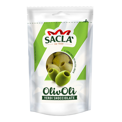 Oliwki zielone włoskie Sacla drylowane Olive Snocciolate 185g