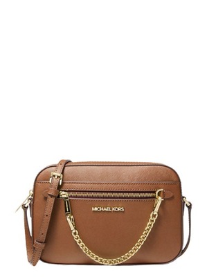 MICHAEL KORS damska skórzana torebka,crossbody Jet Set brązowa z łańcuszkiem