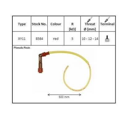 NGK TUBO CABLE DE ARRANQUE BUJÍAS ANGULAR (102) 50CM (NR 8584) XY11  