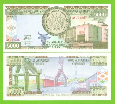 BURUNDI 5000 FRANCS 2005 P-42c UNC