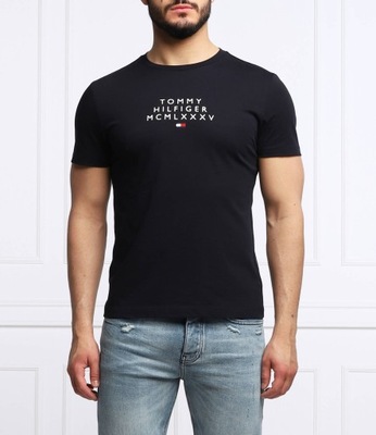 TOMMY HILFIGER, t-shirt męski, granatowy, S