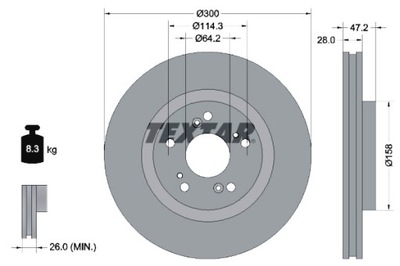 TEXTAR DISCOS DE FRENADO 2 PIEZAS PARTE DELANTERA ACURA TSX HONDA ACCORD VIII  