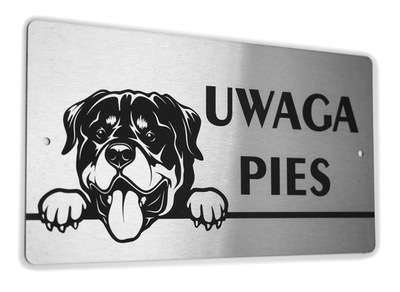 Tabliczka INOX - UWAGA PIES - Rottweiler