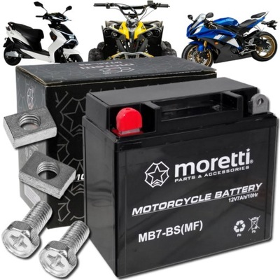 Akumulator żelowy motocyklowy MORETTI MB7-BS 7 Ah YB7-BS