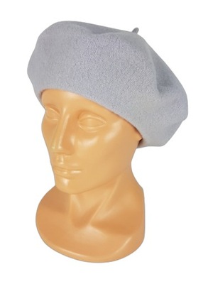 437 BERET FEZKO JASNY SZARY rozm. 11"`