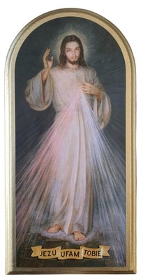 Obraz na desce - Jezus Miłosierny (25 x 12,5 cm)