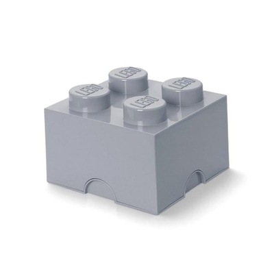 LEGO POJEMNIK KLOCEK CZWÓRKA SZARY JASNY