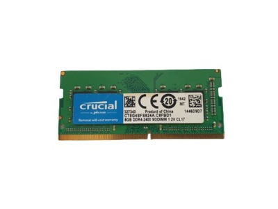 PAMIĘĆ RAM CRUCIAL 8GB DDR4 SODIMM PC4 2400T 19200 CT8G4SFS824A.C8FBD1