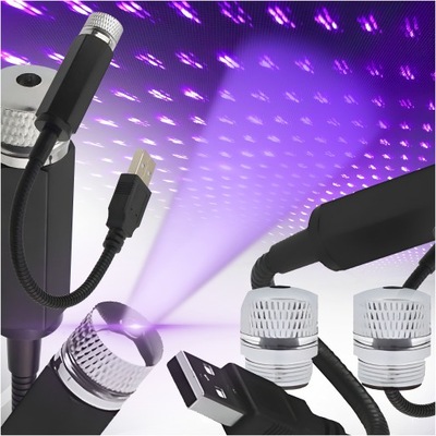 EFEKT GWIAZD LASER DO AUTA SAMOCHODU PROJEKTOR RZUTNIK LED NIEBIESKI USB