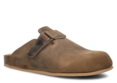 KLAPKI PROFILOWANE NAGABA 018 - OLIWKOWE - UNISEX - WYGODNE, SKÓRZANE