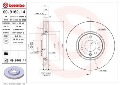 BREMBO 09.9162.11 DISCO DE FRENADO  