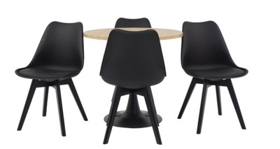 Stół okrągły z 4 czarnymi krzesłami połączenie drewna z czernią tylko 899zł
