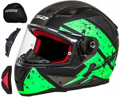 LS2 KASK MOTOCYKLOWY INTEGRALNY FF353 DEADBOLT BLACK GREEN MAT 3XL