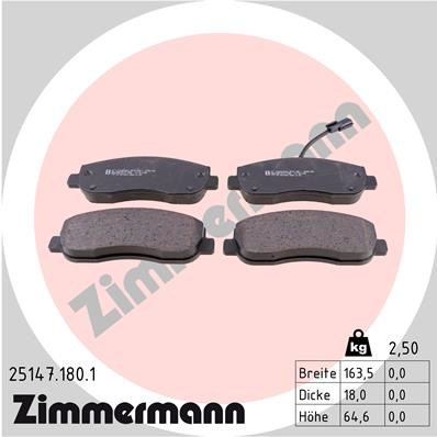 ZIMMERMANN 25147.180.1 КОЛОДКИ ТОРМОЗНЫЕ