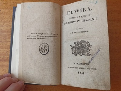 Elwira Romans z czasów Arabów w Hiszpanii 1830 r.