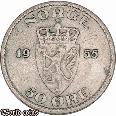 50 ORE 1955 NORWEGIA