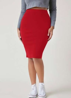 SHEIN SPÓDNICA PLUS SIZE CZERWONA GŁADKA 50 1V3E