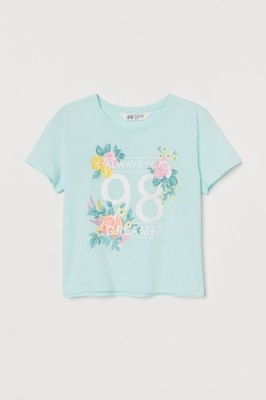 bluzka T-shirt miętowy H&M Rozm. 134/140