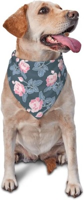 Szare niebieskie różowe róże kwiatowe bandany dla psów trójkąt Pet Dog