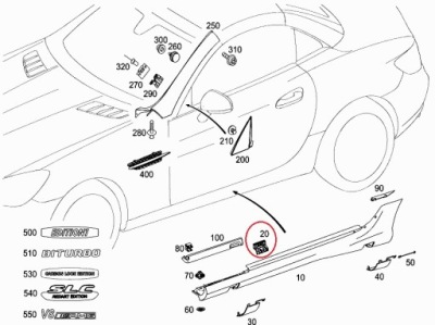 Slk slc r172 w172 11-19 кліпси кріпильні поріг оригінальний номер фото №1