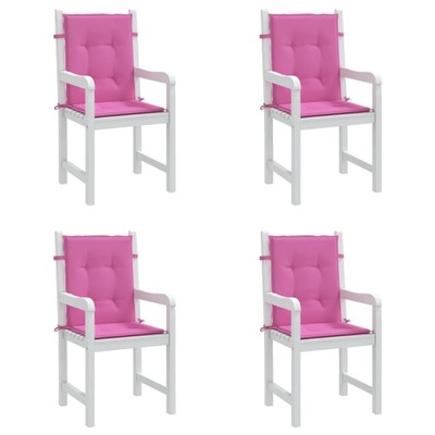 vidaXL Poduszki na krzesła z niskim oparciem, 4 szt., różowe, tkanina