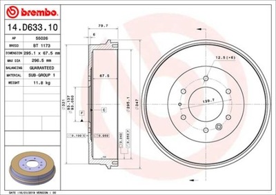 BREMBO 14.D633.10 BŪGNINIAI STABDŽIAI STABDŽIŲ 