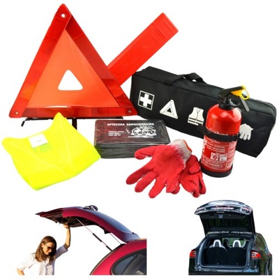 SET VENT WINDOW EXTINGUIDHER AUTOMOTIVE VEST GLOVES FIRST AID KIT GIFT  