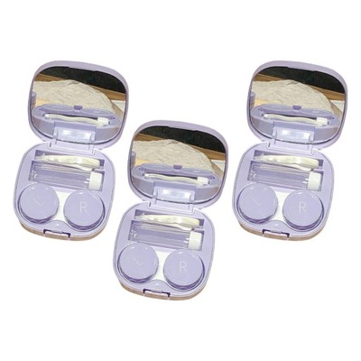 Pack of 3 Compact Contact Lens Case Kit Purple