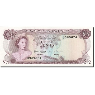 Banknot, Bahamy, 1/2 Dollar, 1968, 1968, KM:26a, U