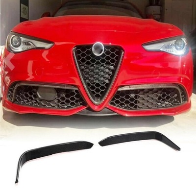 Carbon Przód Spoiler DOKŁADKA Splitter Fins Alfa Romeo Giulia Sport 2016-21