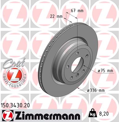 ZIMMERMANN 150.3430.20 ДИСК ТОРМОЗНОЙ