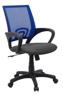Fotel biurowy niebieski tapicerowany obrotowy