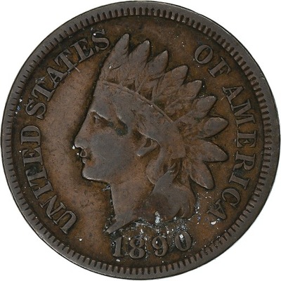 USA, 1 Cent, Indian Head, 1890, Philadelphia, Brąz