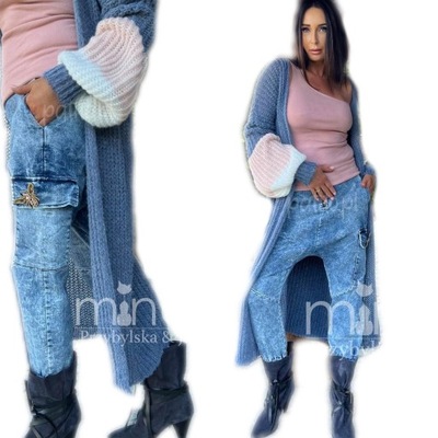 MINOUU SPODNIE JEANS BLUE BOJÓWKI Slouchy M L