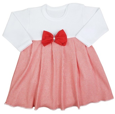 Body sukienka niemowlęca Biało-czerwona Krata r.80