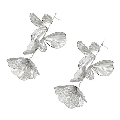 Kolczyki zwisające z kwiatami Luksusowe wiszące kolczyki dla kobiet dziewczynki srebrne