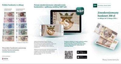 Folder NBP - Banknot 200 zł - 2016