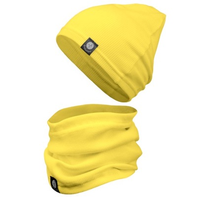 Bawełniany zestaw czapka smerf tunel żółty 6 lat +
