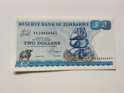 ZIMBABWE 2 DOLLARS 1983 P1b (7713)