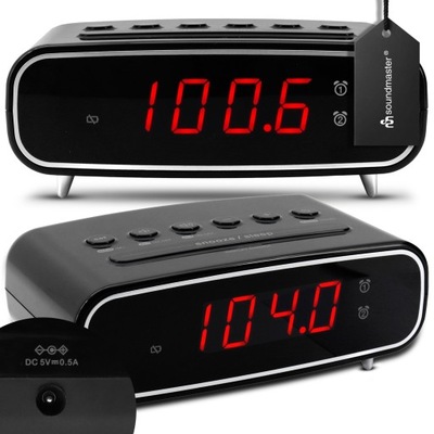 RADIOBUDZIK SOUNDMASTER FM RADIO SLEEP TIMER ALARM WYŚWIETLACZ LED CZARNY