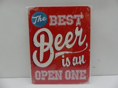 Blaszany Szyld THE BEST BEER IS AN OPEN ONE33x25cm