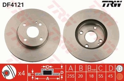 TRW DF4121 DISCO DE FRENADO 255X20 V 4-OTW MAZDA MX  